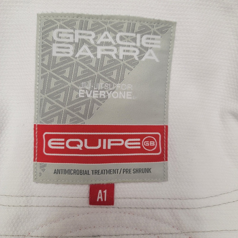 Gracie Barra Equipe GB1 BJJ Gi Top White Cotton Jiu Jitsu Kimono Jacket Size A1 - Picture 8 of 16